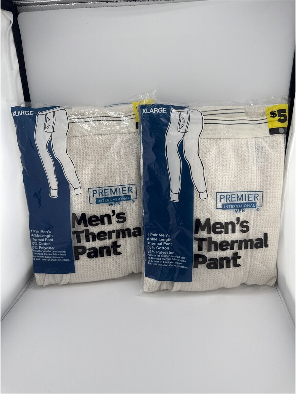 VTG Premier International Men’s Thermal Pants XL 42-44 Waffle Knit (2 Pair)